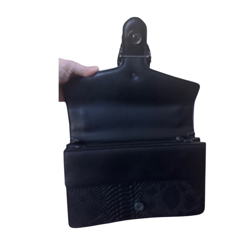 Myhozee Black Snakeskin Embossed Mermaid Buckle Chain Crossbody 
Bag 9.5x6.5x2.5 - Picture 7 of 11